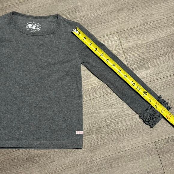 Ruffle Butts Girls Gray Long Sleeve Top Size 5 Ruffle Cuff Tee Shirt - Picture 7 of 8